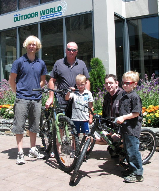 Olly Dugemin of H&J Smith Outdoor World, Alan Davies and son Daniel, Patrick Healy of Alpine Aqualand and Lachlan Dunn.